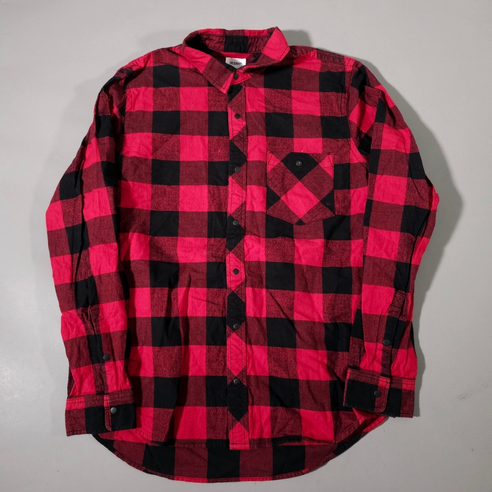 Hudson Weston Button Up Shirt Mens XL‎ Red Black Buffalo Plaid Flannel M7018WPD